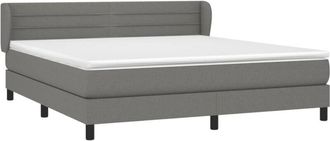 vidaXL Cama Box Spring Con Colch&oacute;n Tela Gris Oscuro 160x200 Cm Vidaxl