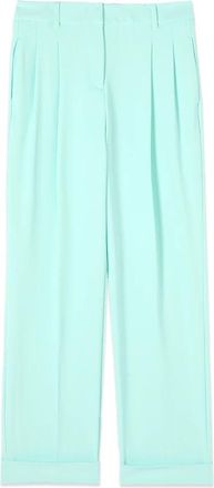 Oltre Crepe Broek met Ploooien - Dames - Straight fit broeken - Groen - XS - Polyester - Broeken