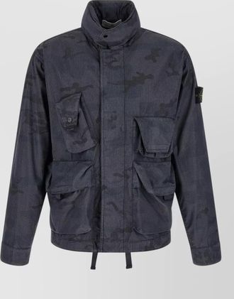 Stone Island camouflage field jacket high collar pockets
