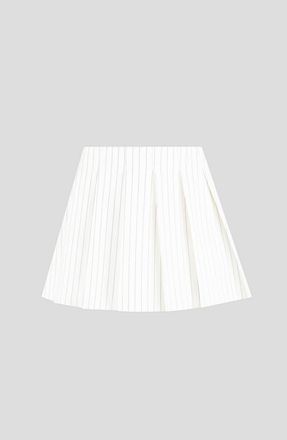 Mani&egrave;re De Voir Rina Pinstripe Pleated Skort in White at Nordstrom, Size 14