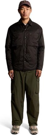 Lyle & Scott Long Sleeve Collared Insulated Overshirt in Jet Black at Nordstrom, Size Xx-Large