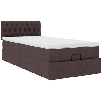 vidaXL Cama Otomana Con Colch&oacute;n Marr&oacute;n Oscuro 90x200 Cm Tela Vidaxl