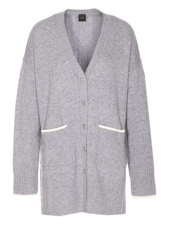 Pinko Grey Tasmania V-Neck Wool-Cashmere Cardigan