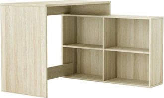 Dmora Dmora - Escritorio Kyarr, Escritorio Multiusos, Mesa De Oficina Para Pc, El Plan De Trabajo, 112x101 H77 Cm, Roble Y Blanco