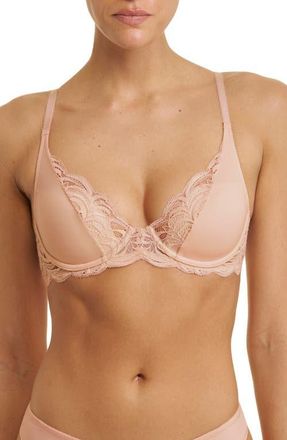 Natori Persuasion Lace Convertible Plunge T-Shirt Bra in Cameo Rose/beige Blush at Nordstrom, Size 32Ddd