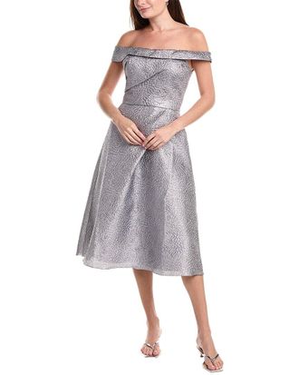 Rene Ruiz Off-The-Shoulder A-Line Brocade Cocktail Dress