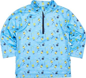 Florence Eiseman Golf Print Performance Knit Half Zip in Blue/multi at Nordstrom, Size 24M