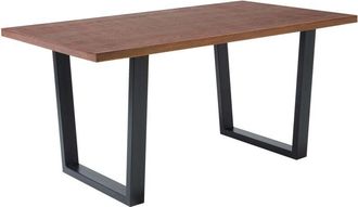 Beliani Tavolo da pranzo industriale rustico moderno in legno con base in metallo e gambe a cavalletto 160 x 90 cm Noce scuro Austin