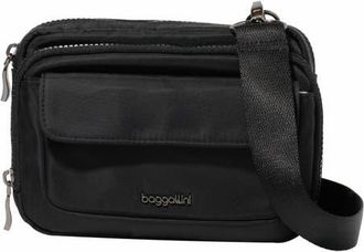 Baggallini Modern Double Zip Crossbody Bag in Black Twill at Nordstrom