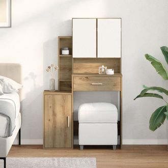 vidaXL Tavolo da trucco con porta rovere artigianale 80 x 35 x 132 cm - Vidaxl