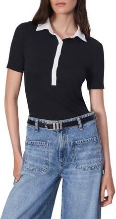 Rag & Bone The Knit Colorblock Polo in Black at Nordstrom Rack, Size Xx-Small