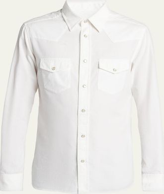 Tom Ford Mens Slim-Fit Corduroy Double-Pocket Western Shirt