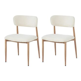 Urban Meuble Juego de 2 sillas de comedor beige con respaldo de boucl&eacute;