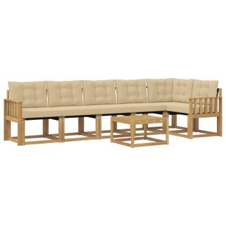 vidaXL Conjunto De Sof&aacute;s De Exterior Con Coj&iacute;n 7 Pcs Y Beige Vidaxl
