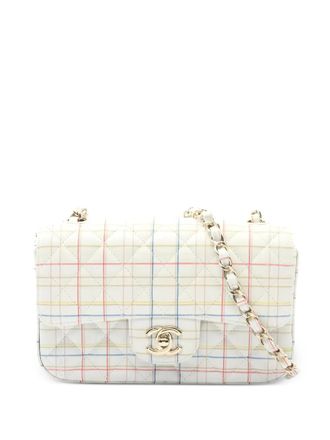 Chanel 2019 mini 20 Matelasse check-pattern shoulder bag - women - Calf Leather - One Size - White