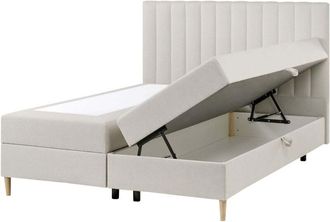 Beliani Divan Bed with Storage Fabric OFFICER 160 x 200 cm (EU King Size) Off-White