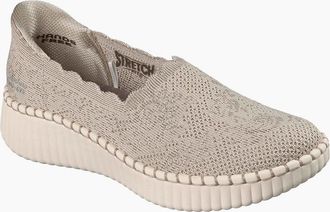 Skechers Womens Skechers Wilshire Boulevard Polyester Womens Taupe Trainers - Grey - Size: 7