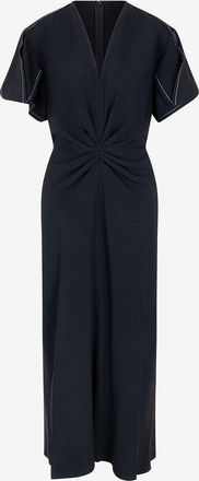 Victoria Beckham Midikleid aus Cr&ecirc;pe Gathered V-Neck