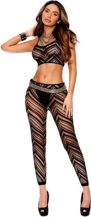 Elegant Moments Cami Top and Leggings - One Size - Black