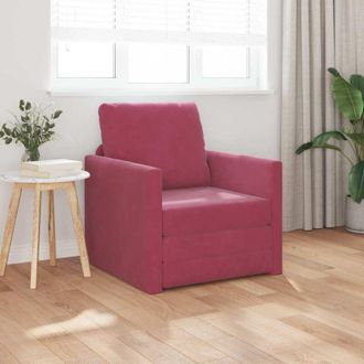 vidaXL Divano Letto con cuscino Rosso vino 74 x 77 x 81 cm Velluto - Vidaxl