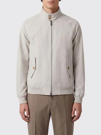 Baracuta Cotton Blend Bomber Jacket with High Collar and Zip Closure