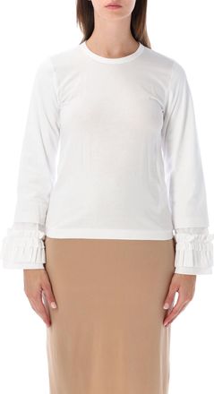 Comme Des Gar&ccedil;ons Ruffle-Cuff Long-Sleeve Cotton T-Shirt