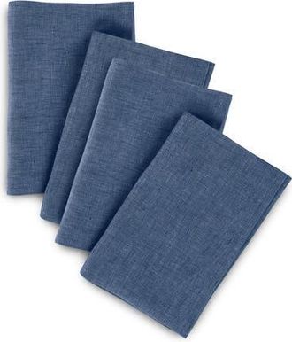 Solino Home Linen Dinner Napkins Set of 4, 20 x 20 Inch for Dining Table, Holiday and Everyday Table Decor - Athena in Blue Denim at Nordstrom, Size