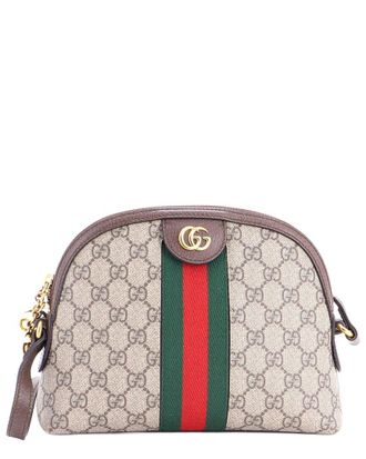 Gucci Brown Gg Coated Canvas Ophidia Dome Shoulder Bag Small (Authentic Pre- Loved)