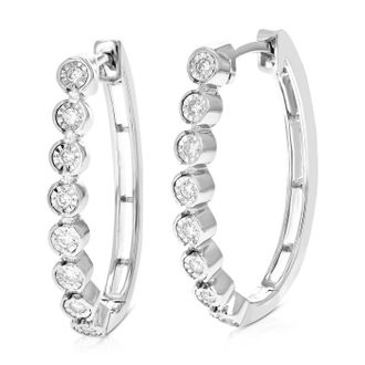 Vir Jewels 1/5 cttw Lab Grown Diamond Hoops Earrings in Sterling Silver With Hidden Post For Women