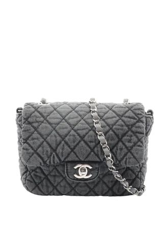 Chanel 2019 CC Quilted Denimpression Single Flap crossbody bag - Grey