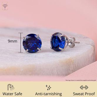 MAX + STONE 14k Yellow or White Gold 9mm Round Large Gemstone Stud Earrings