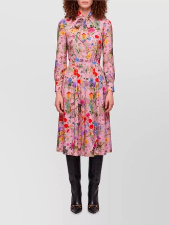 Gucci silk floral print pleated midi dress