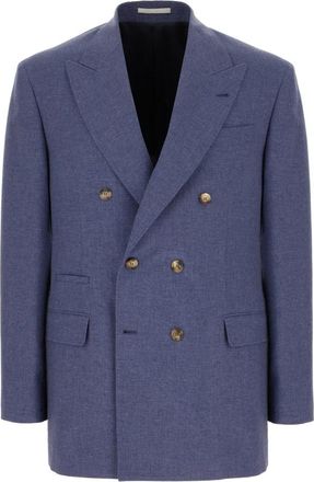 Brunello Cucinelli Double-breasted Blazer - Heren - Blazers - Blauw - 2XL - Katoen - Jassen
