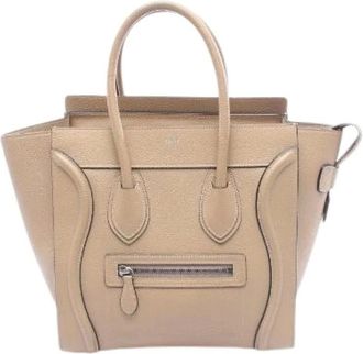Celine Pre-owned Handbags, female, Beige, Size: ONE SIZE Pre-owned Luggage Micro Shopper Leather Handbag