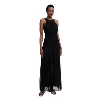 Twinset Lange Cr&ecirc;pe Jurk Zonder Mouwen - Dames - Avondkleed - Zwart - M - Polyester - Kleedjes