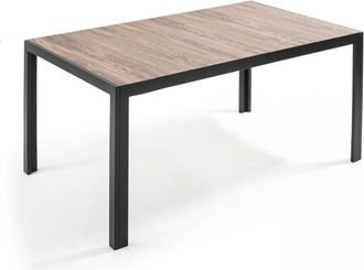 Oviala Mesa de jardín de 6 plazas de aluminio y cerámica marrón