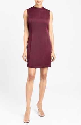 Santorelli Amina Mock Neck Shift Dress in Fluid Crepe in Burgundy at Nordstrom, Size 40