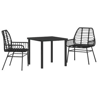 Berkfield Home 3 Piece Garden Dining Set Black Poly Rattan