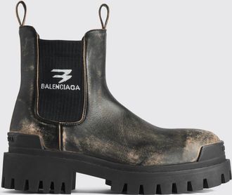 Balenciaga Strike Chelsea Boots in Worn-Out Leather with Lug Sole