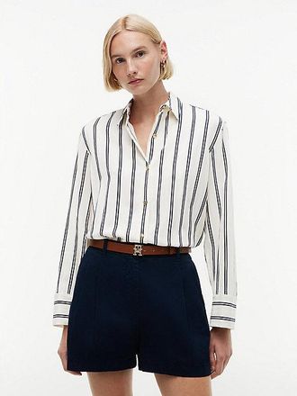 Tommy Hilfiger Camisa de corte amplio con botones dorados y rayas