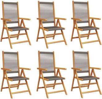 vidaXL Vidaxl - Reclining Garden Chairs 6 pcs Grey Solid Wood Acacia