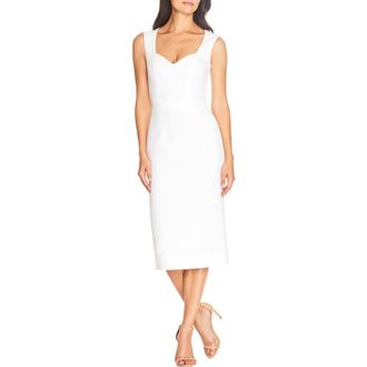 Dress The Population Elle Sweetheart Neck Sheath Midi Dress in Off White at Nordstrom Rack, Size X-Large