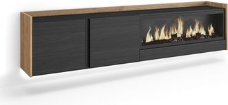 Skraut Home Skraut Home - Mueble Tv, Televisi&oacute;n, Muebles De Sal&oacute;n, Almacenaje, 212x35x50cm, Para Tv Hasta 80, Chimenea El&eacute;ctrica Xxl, Colgado, Suspendido, Led, Es