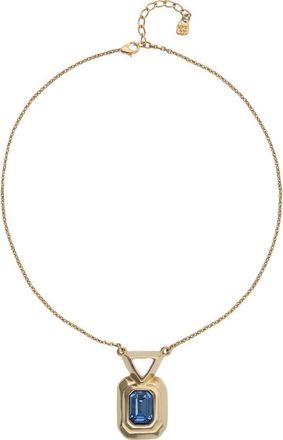 UNOde50 Gold-Tone Pendant Necklace with Blue Crystal at Nordstrom