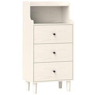 OEM C&oacute;moda Con 3 Cajones Y 2 Estantes Abiertos Dise&ntilde;o Moderno Y Antivuelco Para Dormitorio O Sal&oacute;n 47x29x95cm Blanco Veteado