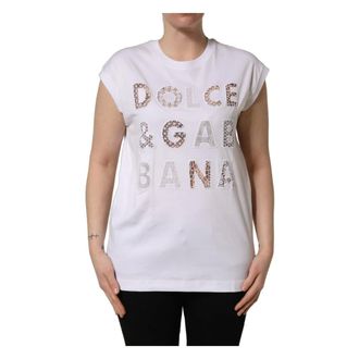 Dolce & Gabbana T-Shirts, female, White, Size: 2XS Round Neck Tank