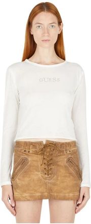 Guess American Frontier Langar T-Shirt - Dames - Longsleeves - Wit - S - Katoen - Tops