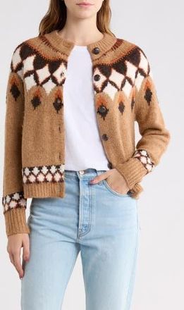 Vigoss Fair Isle Cardigan in Brown at Nordstrom Rack, Size X-Small