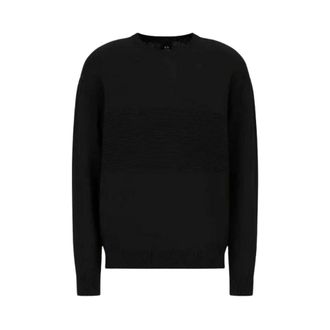 A|X Armani Exchange Round-neck Knitwear, male, Black, Size: XS Black Crewneck Sweatshirt
