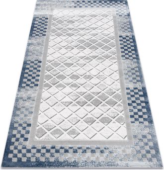 RugsX Rugsx - Alfombra Acr&iacute;lica Vals 103 Geom&eacute;trico, Marco Espacial 3d Gris / Marfil Grey 100x200 Cm